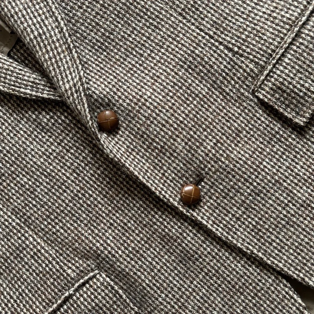 Vtg Harris Tweed Blazer Sport Coat Jacket Ivy Hunting Country Beige Brown L‎ 44